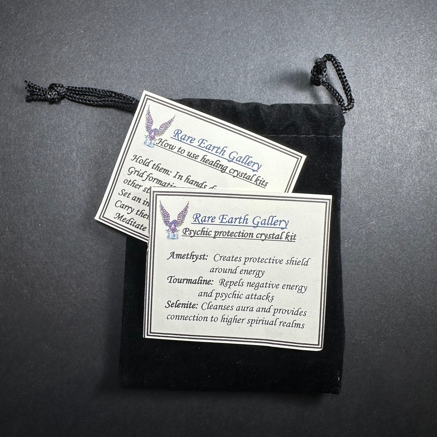 Crystal Healing Kit with Felt Pouch - Protection