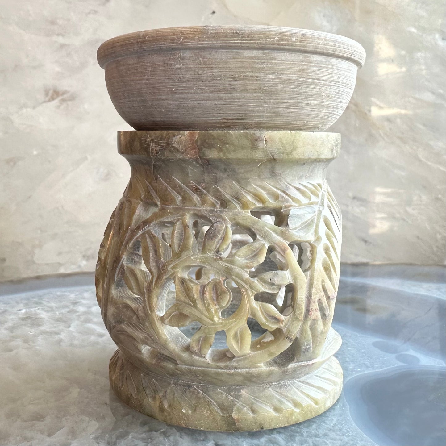 Carved Soapstone Essential Oil Burner 3"