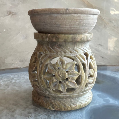 Carved Soapstone Essential Oil Burner 3"