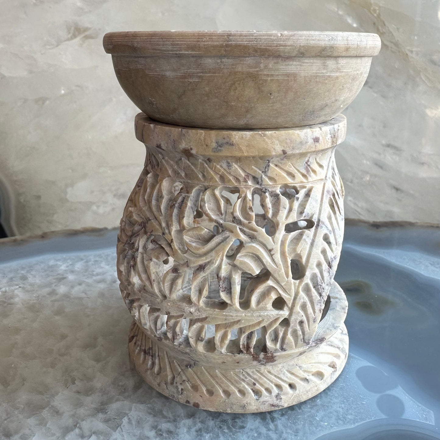 Carved Soapstone Essential Oil Burner 3"
