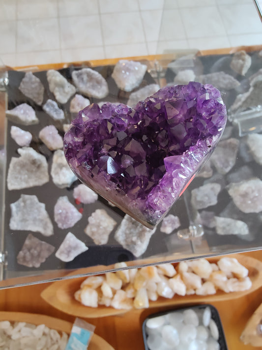 Amethyst Heart Geode Sculpture