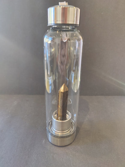 Crystal Infused Stainless Steel & Glass 16oz Water Bottle with Insulation Sleeve