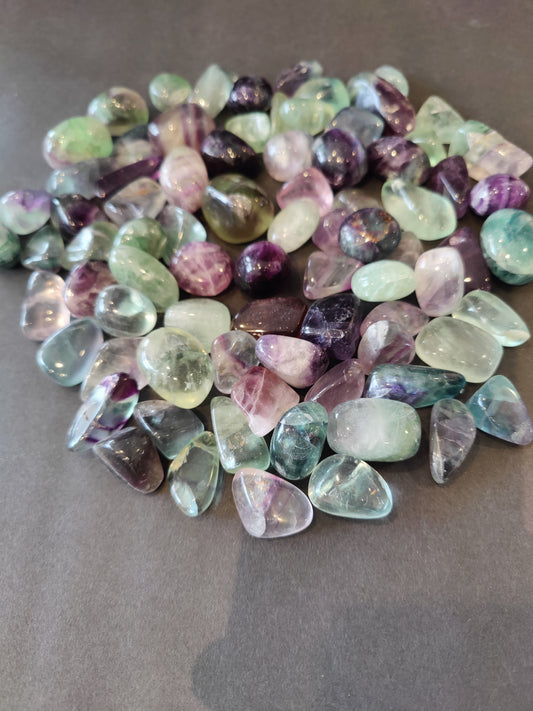 Multi Color Rainbow Fluorite Tumbled Stone