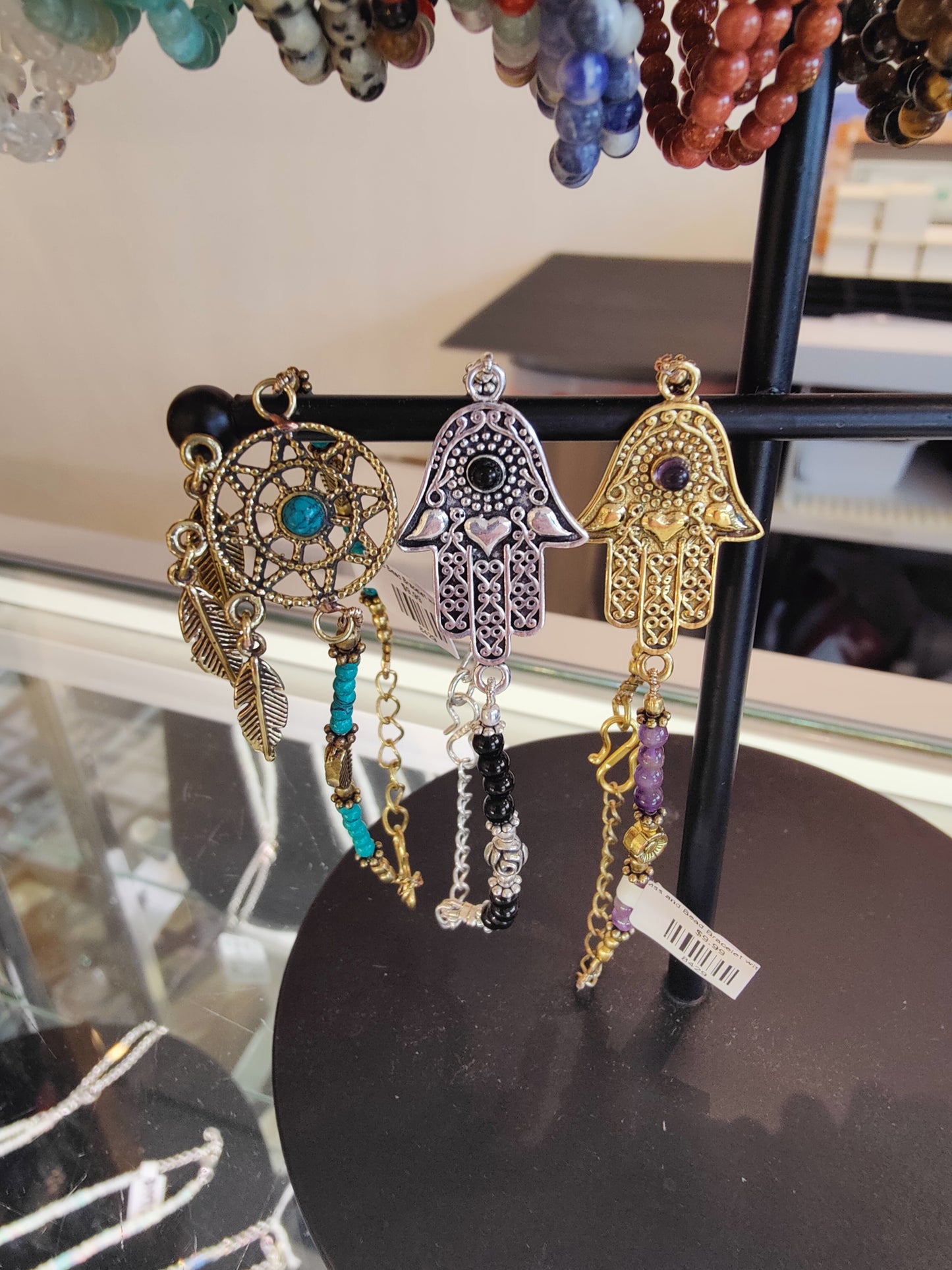 Brass and Bead Bracelet with Charm