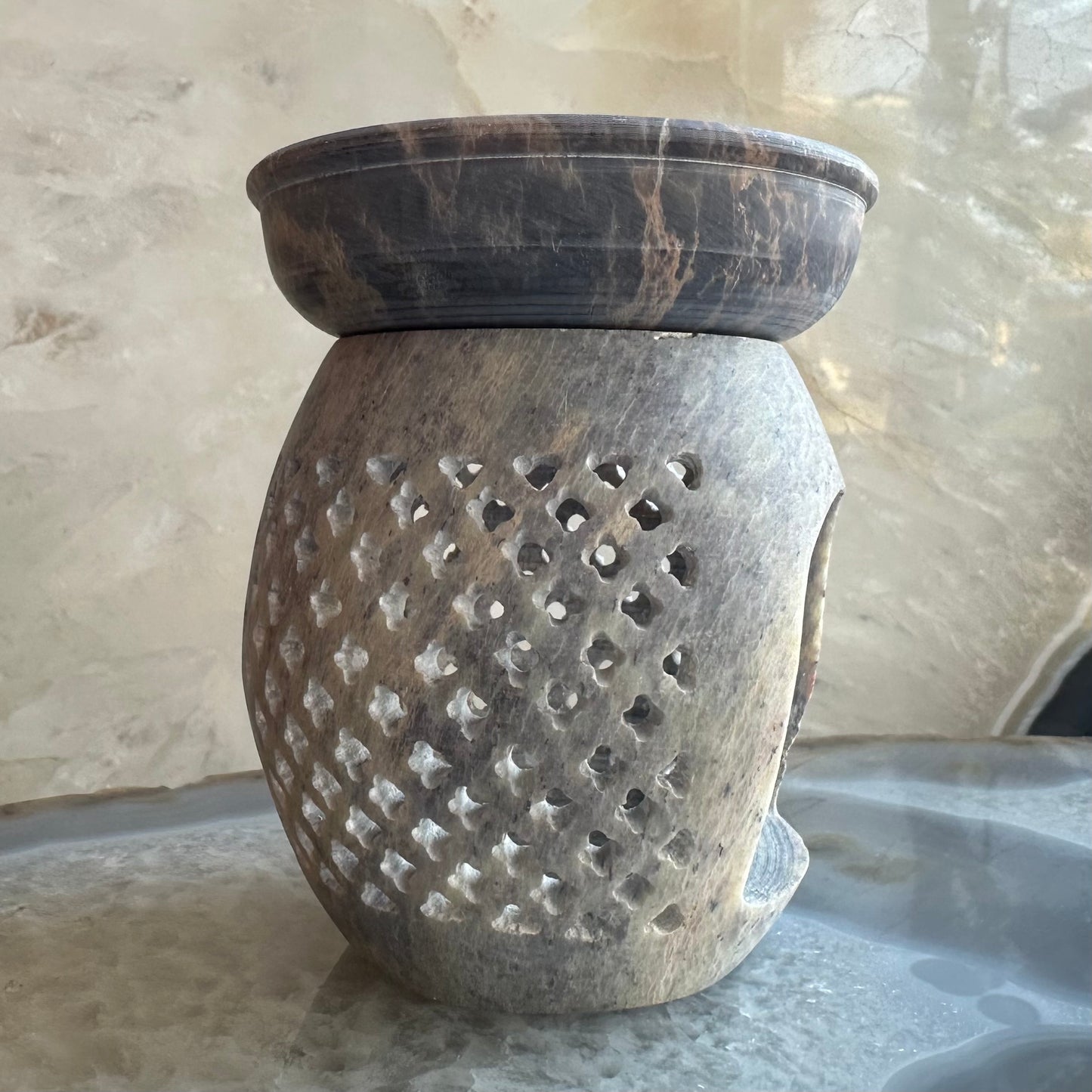 Carved Soapstone Essential Oil Burner 3.5"