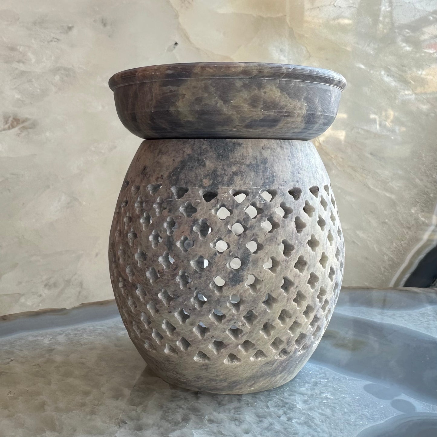 Carved Soapstone Essential Oil Burner 3.5"