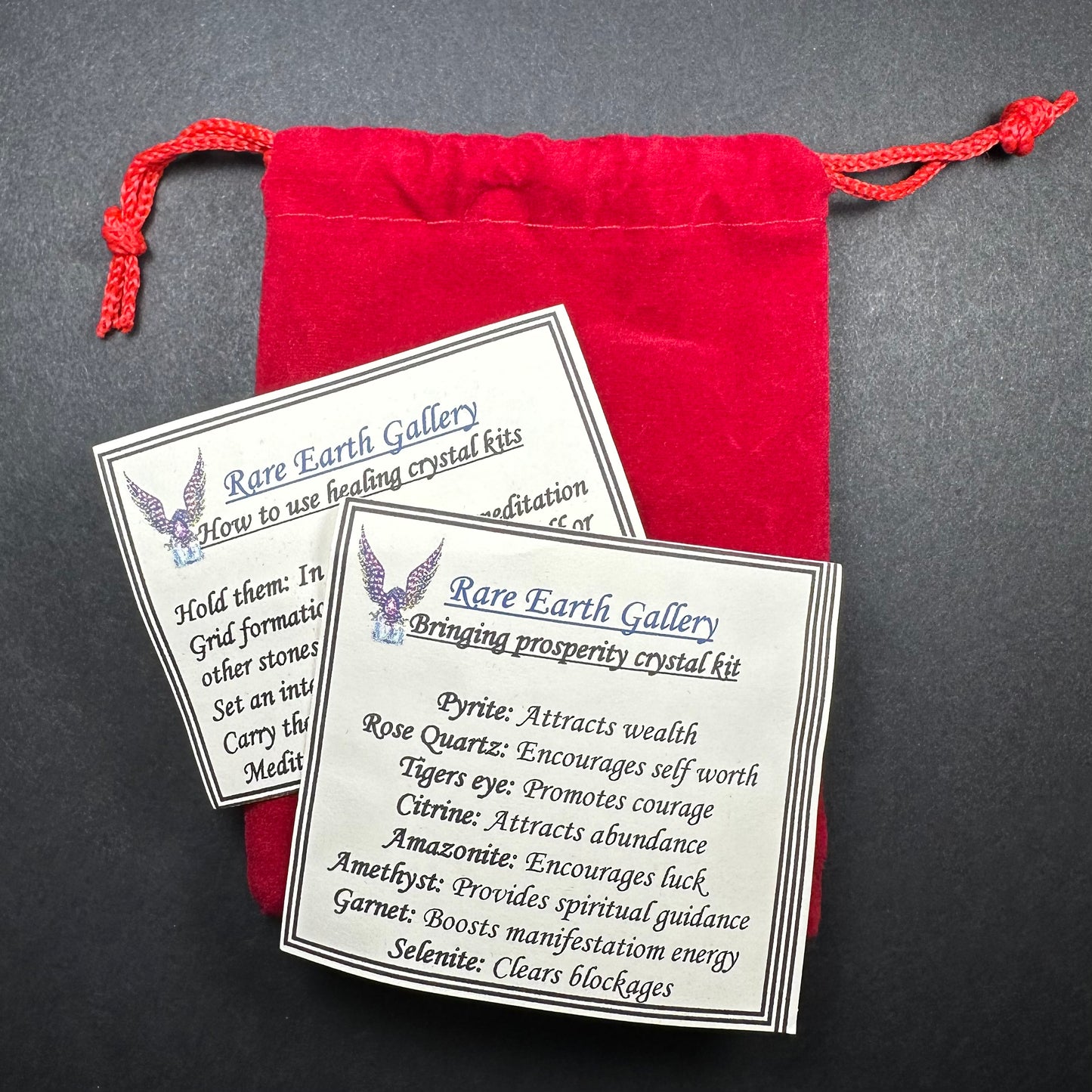 Crystal Healing Kit with Felt Pouch - Prosperity
