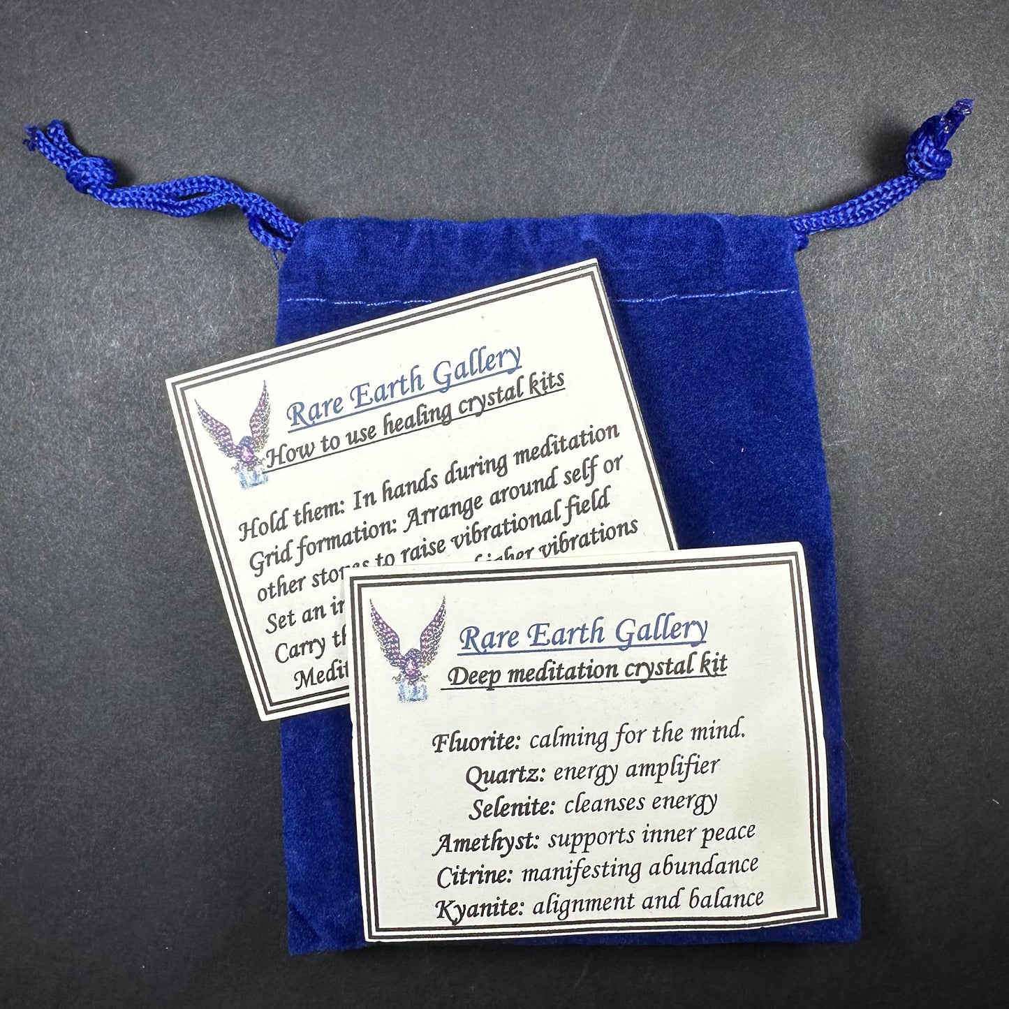 Crystal Healing Kit with Felt Pouch - Meditation