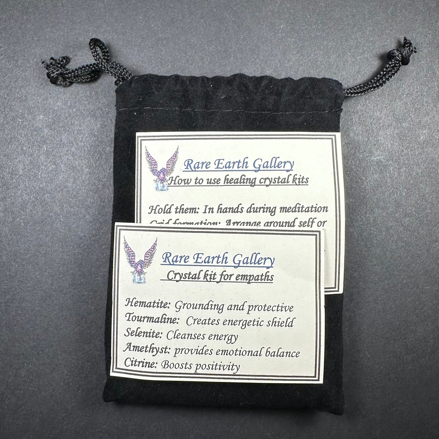 Crystal Healing Kit with Felt Pouch - Empath