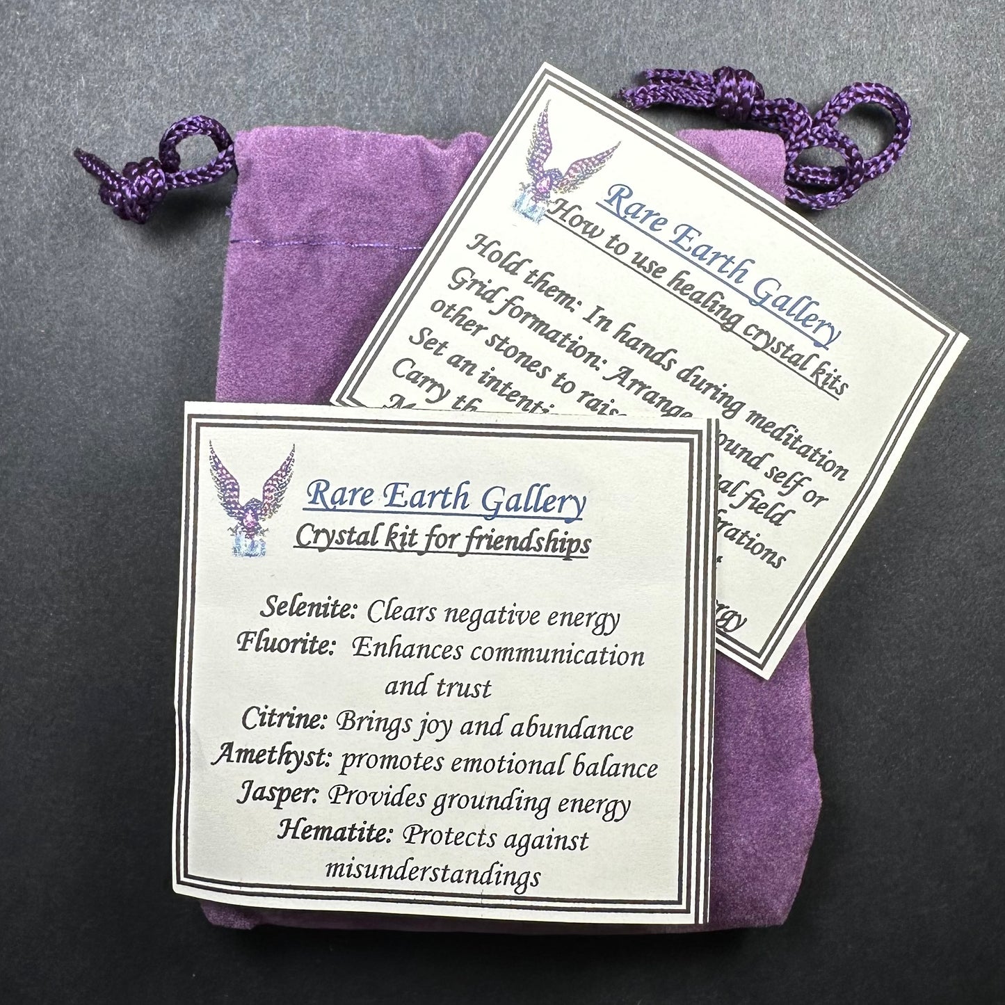 Crystal Healing Kit with Felt Pouch - Friendship