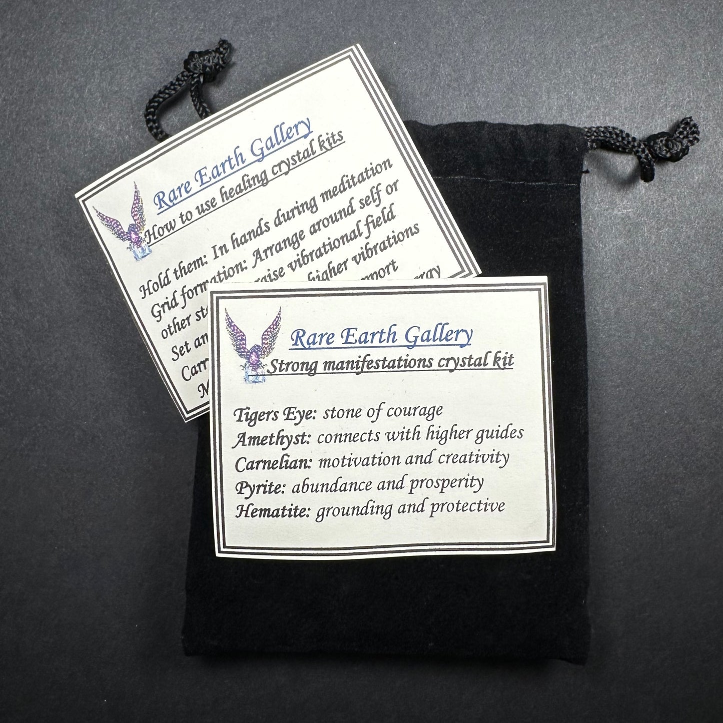 Crystal Healing Kit with Felt Pouch - Manifest