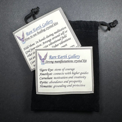 Crystal Healing Kit with Felt Pouch - Manifest