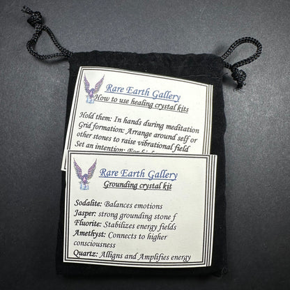Crystal Healing Kit with Felt Pouch - Grounding
