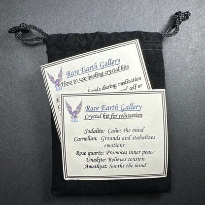 Crystal Healing Kit with Felt Pouch - Relax