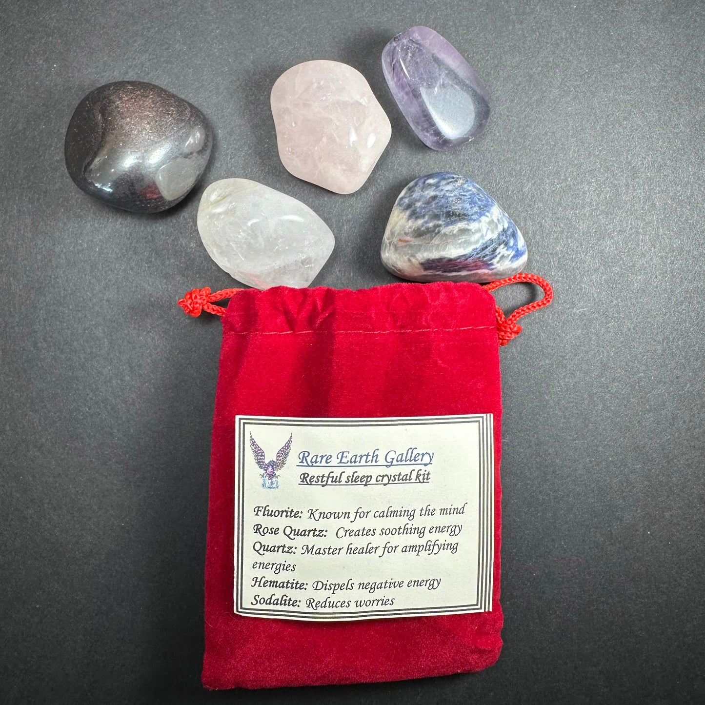Crystal Healing Kit with Felt Pouch - Sleep