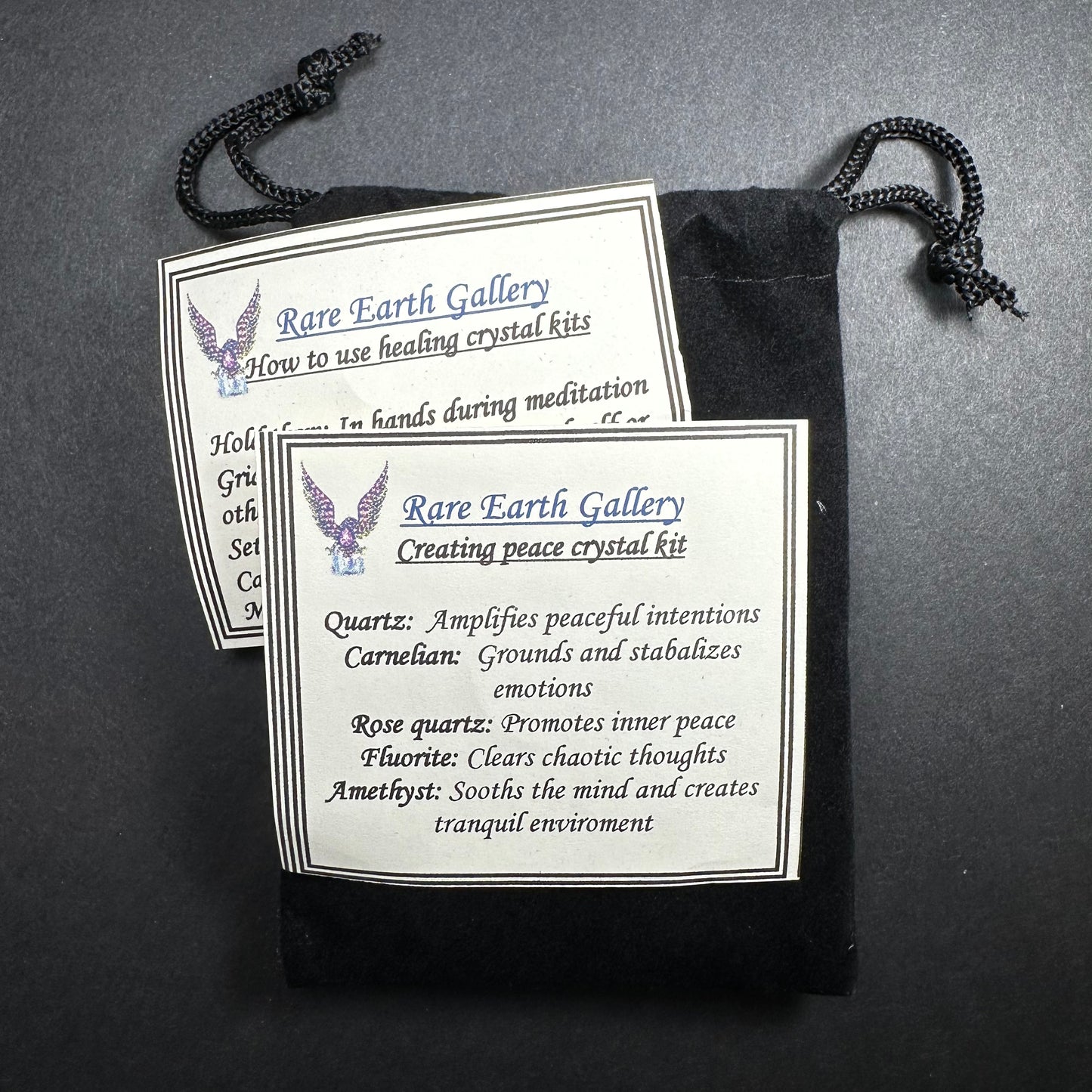 Crystal Healing Kit with Felt Pouch - Peace