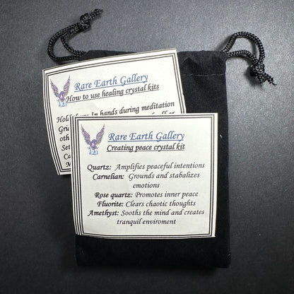 Crystal Healing Kit with Felt Pouch - Peace