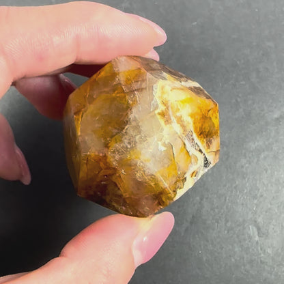 Yellow Hematoid Quartz Dodecahedron Carving from Brazil