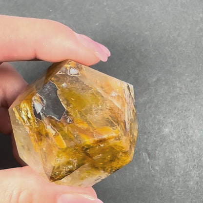 Yellow Hematoid Quartz Dodecahedron Carving from Brazil