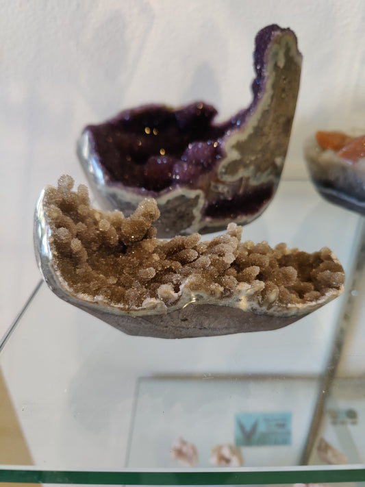 Polished Smoky Quartz Stalactite Formation Geode Sculpture