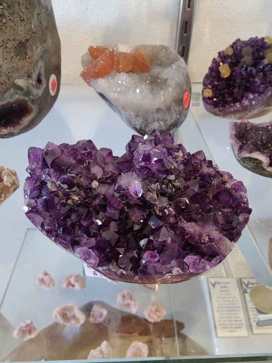 Polished Amethyst with Flower Formation Geode Sculpture